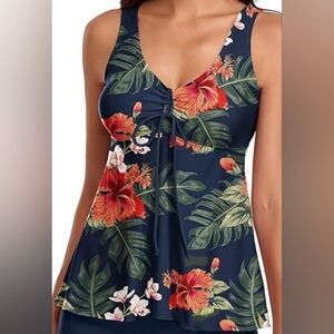 Retro Floral Tankini Top Only– Size Medium – NWOT